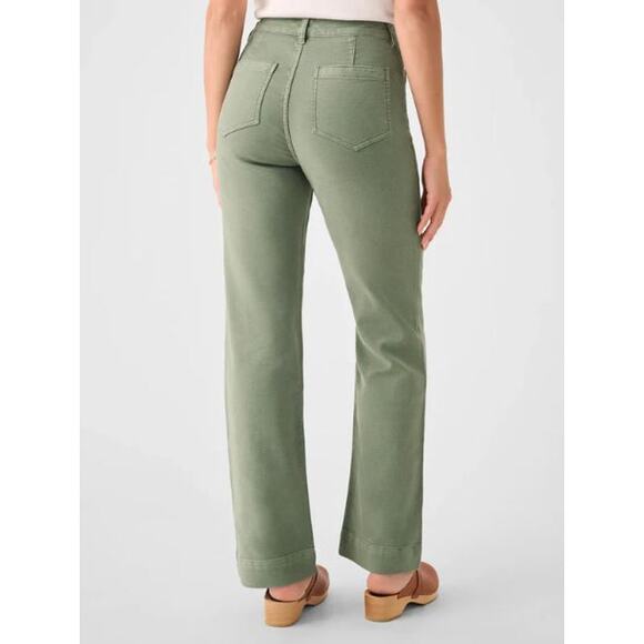 Faherty Olive Wide Leg Pants - Picture 2 of 10